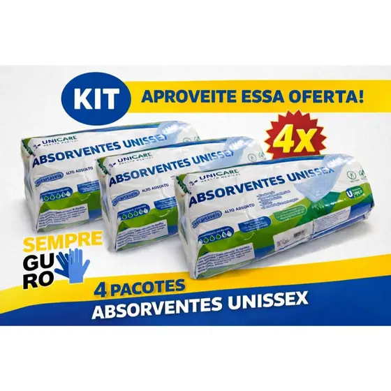 Kit 4 Pacotes Absorvente Geriátrico Unissex - Proteção e Qualidade