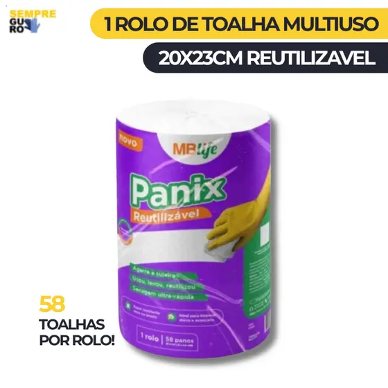 Rolo de Toalha Descartável 20X23CM C/58 Pano Reutilizável Multiuso