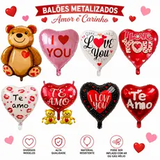 BALÃO DE CORAÇAO ROMANTICO METALIZADO  18'' 45CM