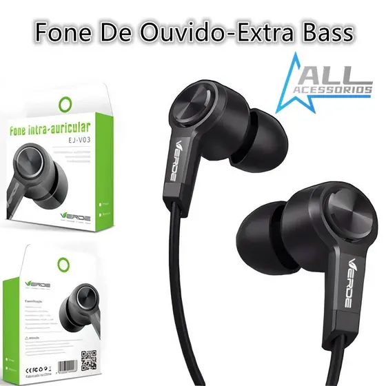 Fone Da Verde Fone De Ouvido Com Fio/Microfone Extra Bass Alta Resolucao Headsets