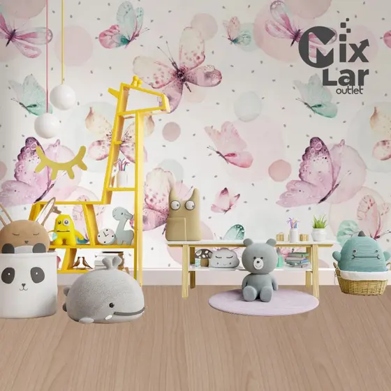 Papel de Parede Decoração Borboletas Adesivo Autocolante 5m x 45cm Sala Quarto Banheiro