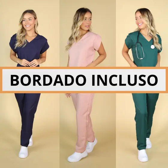 Scrub pijama cirurgico com bordado incluso em gabardine