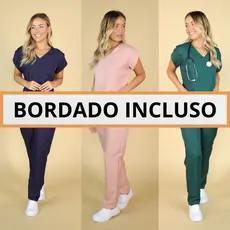 Scrub pijama cirurgico com bordado incluso em gabardine