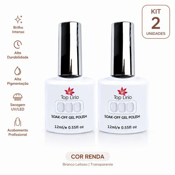 Esmalte de Renda em Gel 12ml soak-off Gel Lirio