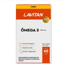 Lavitan Ômega 3 1000mg 60 Cápsulas Moles Cimed Suplemento Óleo de Peixe DHA EPA Saúde Diária