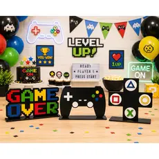 Kit Decoração Gamer MDF Festa Quarto Infantil Game Over Controle Símbolos PlayStation 3 Peças