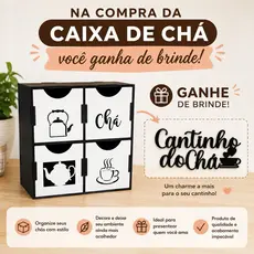 Organizador Porta Sachês Chá Café MDF 4 Gavetas Decoração Cozinha Cantinho do Café