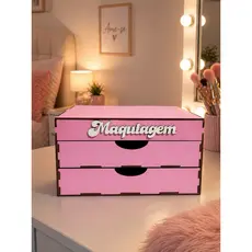Organizador de Maquiagem com Gavetas m MDF | Porta Cosméticos | Caixa Organizadora Feminina