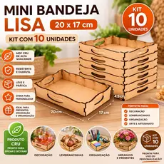 Bandeja Lisa MDF Cru 20x17cm Kit 10 Unidades Decoração Lembrancinhas Artesanato Organização