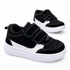 Tênis Bebê e Infantil Preto e Branco com Velcro –  Escola - Confortável