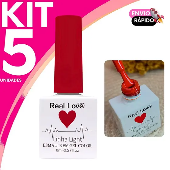 Kit Real Love Esmalte em Gel Linha Light Secagem Rápida Cabine LED/UV