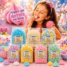 200 Mini Suspiro Artesanal Lembrancinha Enfeite Festa 1x140g Escolher Cores