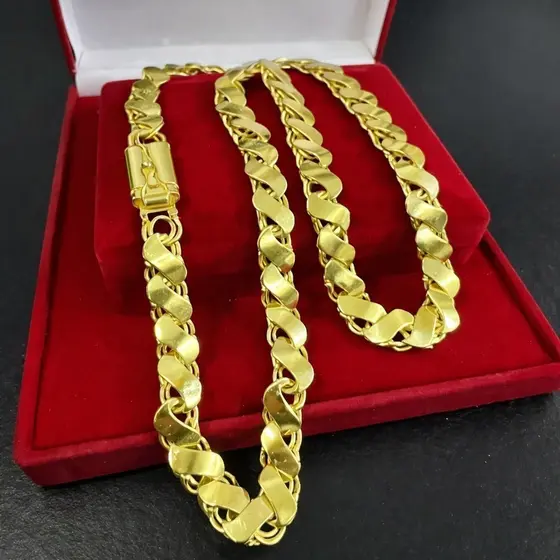 Cordão FRISOS S 12MM 100% em Moeda Antiga idêntico a ouro 18k
