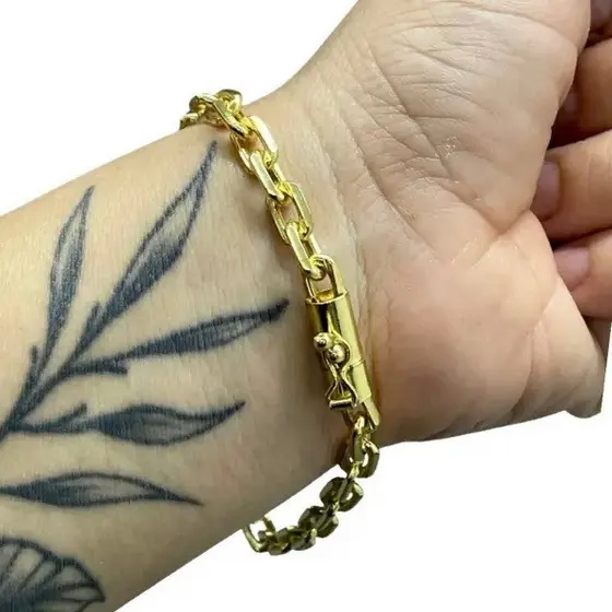 Pulseira Cadeado 8mm 100% Moeda Antiga