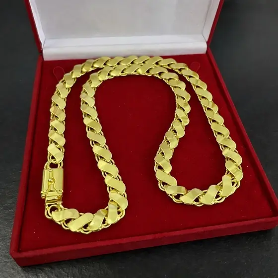 Corrente Cordão FRISOS S 12MM 100% em Moeda Antiga idêntico a ouro 18k