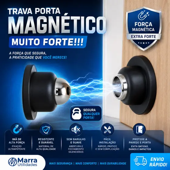 Prendedor Fixador Imã Trava Porta inox Magnético Adesivo Inox