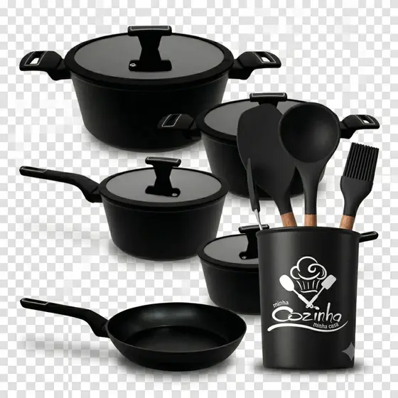 O Jogo de Panelas Brinox Cerâmico 5 Pçs Carbon Ceramic Indução + Kit Utensílios