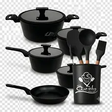 O Jogo de Panelas Brinox Cerâmico 5 Pçs Carbon Ceramic Indução + Kit Utensílios 7Pç