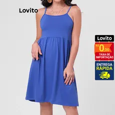 Lovito Vestido Curto Rodado Alcas Finas Feminino LB211BRL240