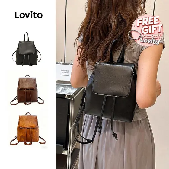 Lovito Mochila Casual Simples E Versátil Para Mulheres LFA23192