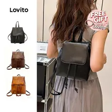 Lovito Mochila Casual Simples E Versátil Para Mulheres LFA23192