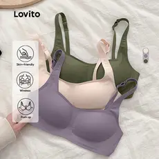 Lovito Sutiã Bralette Sexy Sem Costura Respirável Com Fivela Para Mulheres LNL43214