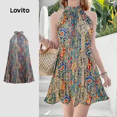 Lovito Vestido Boho Com Estampa Tribal E Ombros Vazados Clássico E Versátil Verão/primavera Para Mulheres L128ED779