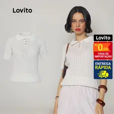 Lovito Blusa Polo Tricô Moda Casual Feminina LB983BRL1013