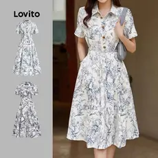 Lovito Vestido Casual Com Estampa De Botão Primavera/Verão Vestido Multicolorido Para Mulheres L135ED364