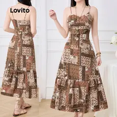 Lovito Vestido Feminino de Estilo Nacional Boho para primavera/verão L143ED229