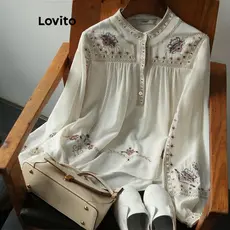 Lovito Blusa Elegante Ditsy Floral Flowers Blusa Para Mulheres LNL63365