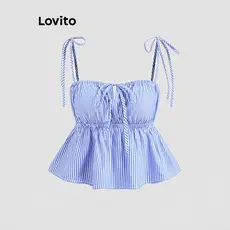 Lovito Regata Casual Listrada Com Cadarço De Verão Para Mulheres L120ED421