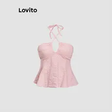 Lovito Regata Fofa Com Recorte Liso Para Mulheres L118ED104