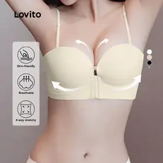 Lovito Bralette Casual De Pele Macia Com Botões Na Frente Sutiã De Verão Para Mulheres LNM66068