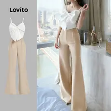 Lovito Macacão Elegante com Laço Primavera/verão para Mulheres L178ED462