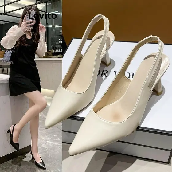Lovito Sapato De Salto Alto Elegante Liso Estilo Coreano Para O Trabalho No Escritório Festas E Casamentos Para Mulheres LFA46166