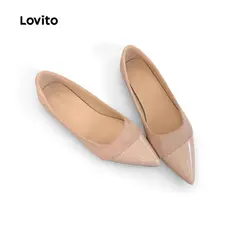 Lovito Elegante camurça francesa lisa temperamento pontiagudo deslocamento de balé plano para mulheres LFA77209