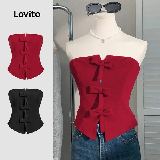 Lovito Blusa Regata Feminina Com Laço Fofo Para O Verão/primavera L104ED993