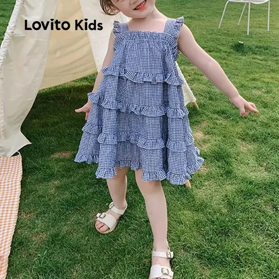 (New) Lovito Kids Vestido Fofo de Camadas com Várias Cores para Menina Ideal para primavera/verão LNL115202