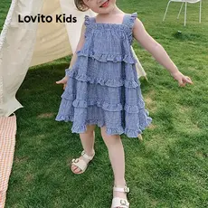 (New) Lovito Kids Vestido Fofo de Camadas com Várias Cores para Menina Ideal para primavera/verão LNL115202