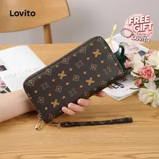 Lovito Carteira Casual geométrica para presbiopia com zíper compacto para mulheres LFA65063\1