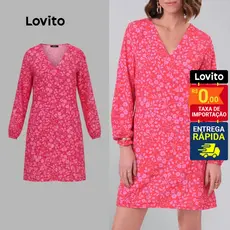 Lovito Vestido Curto Manga Longa Estampa Floral Feminino LB4BRL033