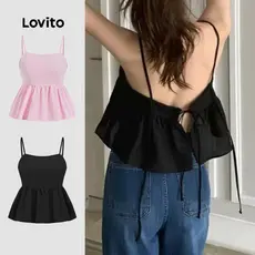 Lovito Sexy Fivela Lisa Pele Macia Controle De Barriga Modelador Preto Elástico De 4 Vias Para Mulheres LNA104014
