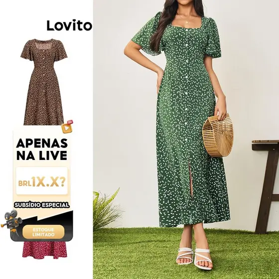 (LIVE STREAM SALE) Lovito Casual Vestido Feminino Floral com Zíper LBA05180 (Multicolorido)
