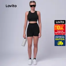 Lovito Shorts Feminino Esportivo Liso Curto LB353BRL382
