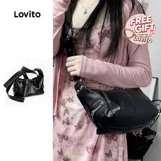 Lovito Bolsa Tiracolo Pequena Casual Lisa Retrô E Versátil Com Detalhes Em Estilo Coreano Para Mulheres LFA60138