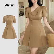 Lovito Vestido Elegante, Liso, Assimétrico, Formal, Casamento, Verão, Para Mulheres L124AD918