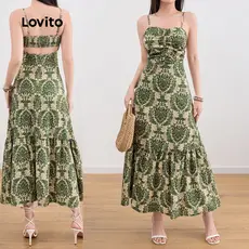 Lovito Vestido De Verão Boho Paisley Com Babados E Bainha Franzida Para Mulheres L109MD122