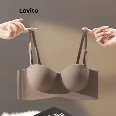 (LIVE STREAM SALE) Lovito Casual Sutiã Bralette Feminino Simples Básico LNE37064 (Marrom Mocha/Damasco/Branco/Preto)
