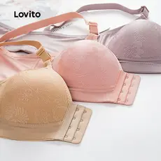 Lovito Soutien-gorge Bralette Confortável Sem Fio Push-up Respirável para Mulheres LCS25A4